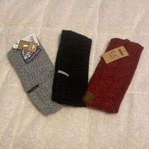 NWT/ NWOT Turtlefur and C.C Lot of winter headbands. Grey, black, maroon